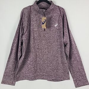 NWT ASICS Men's Thermopolis Quarter Zip Heather Maroon Size 2XL MSRP $70